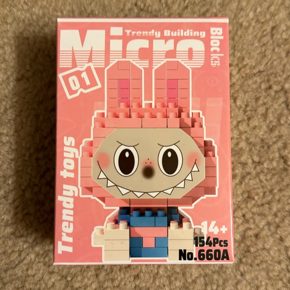Micro Trendy Building Blocks: Light Pink Labubu
